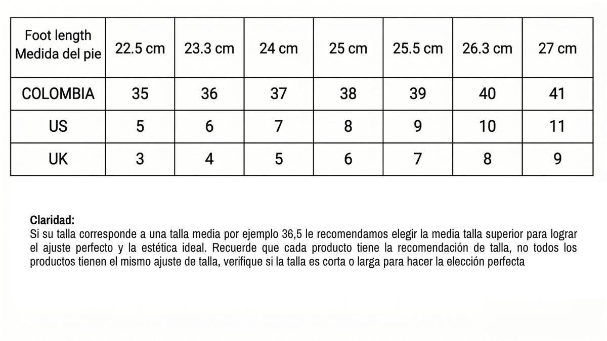 Guía de tallas